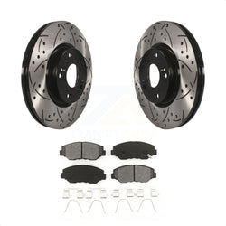 Front Coated Drilled Slotted Disc Brake Rotors And Semi-Metallic Pads Kit For Honda Civic CR-V Acura ILX KDS-100062