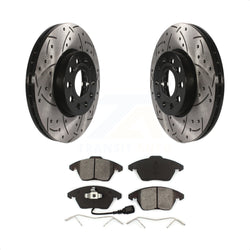 Front Coated Drilled Slotted Disc Brake Rotors And Semi-Metallic Pads Kit For Volkswagen Jetta Beetle Golf Rabbit Eos Audi A3 GTI Quattro KDS-100074