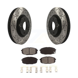 Front Coated Drilled Slotted Disc Brake Rotors And Semi-Metallic Pads Kit For Kia Forte Koup Forte5 KDS-100077