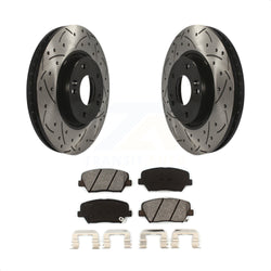 Front Coated Drilled Slotted Disc Brake Rotors And Semi-Metallic Pads Kit For 2014-2017 Kia Rondo KDS-100079