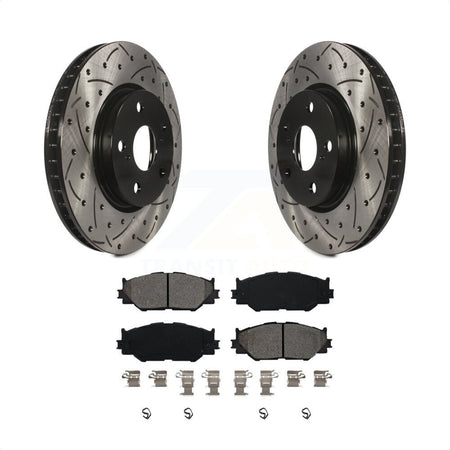 Front Coated Drilled Slotted Disc Brake Rotors And Semi-Metallic Pads Kit For Lexus IS250 KDS-100089 by Transit Auto