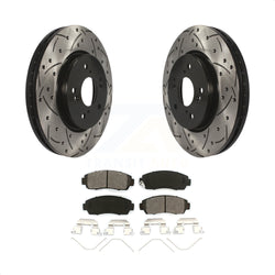 Front Coated Drilled Slotted Disc Brake Rotors And Semi-Metallic Pads Kit For Honda CR-V Crosstour Accord KDS-100091