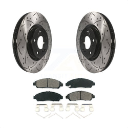 Front Coated Drilled Slotted Disc Brake Rotors And Semi-Metallic Pads Kit For Honda Pilot Acura MDX RLX ZDX KDS-100097
