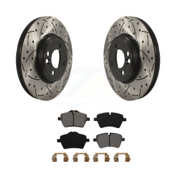 Front Coated Drilled Slotted Disc Brake Rotors And Semi-Metallic Pads Kit For Mini Cooper Countryman KDS-100103