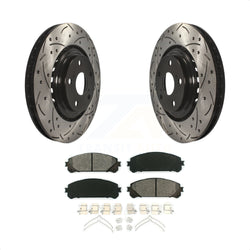 Front Coated Drilled Slotted Disc Brake Rotors And Semi-Metallic Pads Kit For Toyota Highlander Sienna Lexus RX350 NX200t NX300 RX450h NX300h KDS-100106
