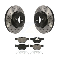 Front Coated Drilled Slotted Disc Brake Rotors And Semi-Metallic Pads Kit For 2008 BMW 328xi To 08 07 KDS-100110