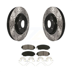 Front Coated Drilled Slotted Disc Brake Rotors And Semi-Metallic Pads Kit For 2011-2014 Honda Odyssey KDS-100119