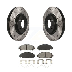 Front Coated Drilled Slotted Disc Brake Rotors And Semi-Metallic Pads Kit For 2009-2014 Acura TL KDS-100120