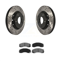 Front Coated Drilled Slotted Disc Brake Rotors And Semi-Metallic Pads Kit For Mitsubishi Lancer KDS-100135
