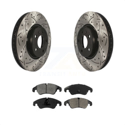 Front Coated Drilled Slotted Disc Brake Rotors And Semi-Metallic Pads Kit For Audi A4 Q5 A5 Quattro A7 allroad A6 S5 KDS-100136