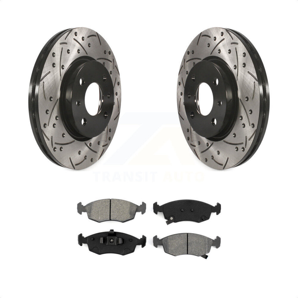 Front Coated Drilled Slotted Disc Brake Rotors And Semi-Metallic Pads Kit For Fiat 500 KDS-100137 by Transit Auto