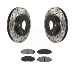 Front Coated Drilled Slotted Disc Brake Rotors And Semi-Metallic Pads Kit For Honda Civic KDS-100139