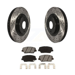 Front Coated Drilled Slotted Disc Brake Rotors And Semi-Metallic Pads Kit For Hyundai Santa Fe Sport Kia Sorento KDS-100143