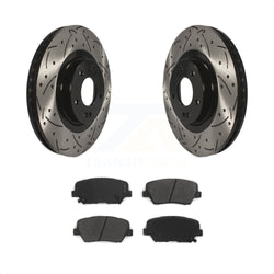Front Coated Drilled Slotted Disc Brake Rotors And Semi-Metallic Pads Kit For Kia Sorento Hyundai Santa Fe Sport KDS-100144