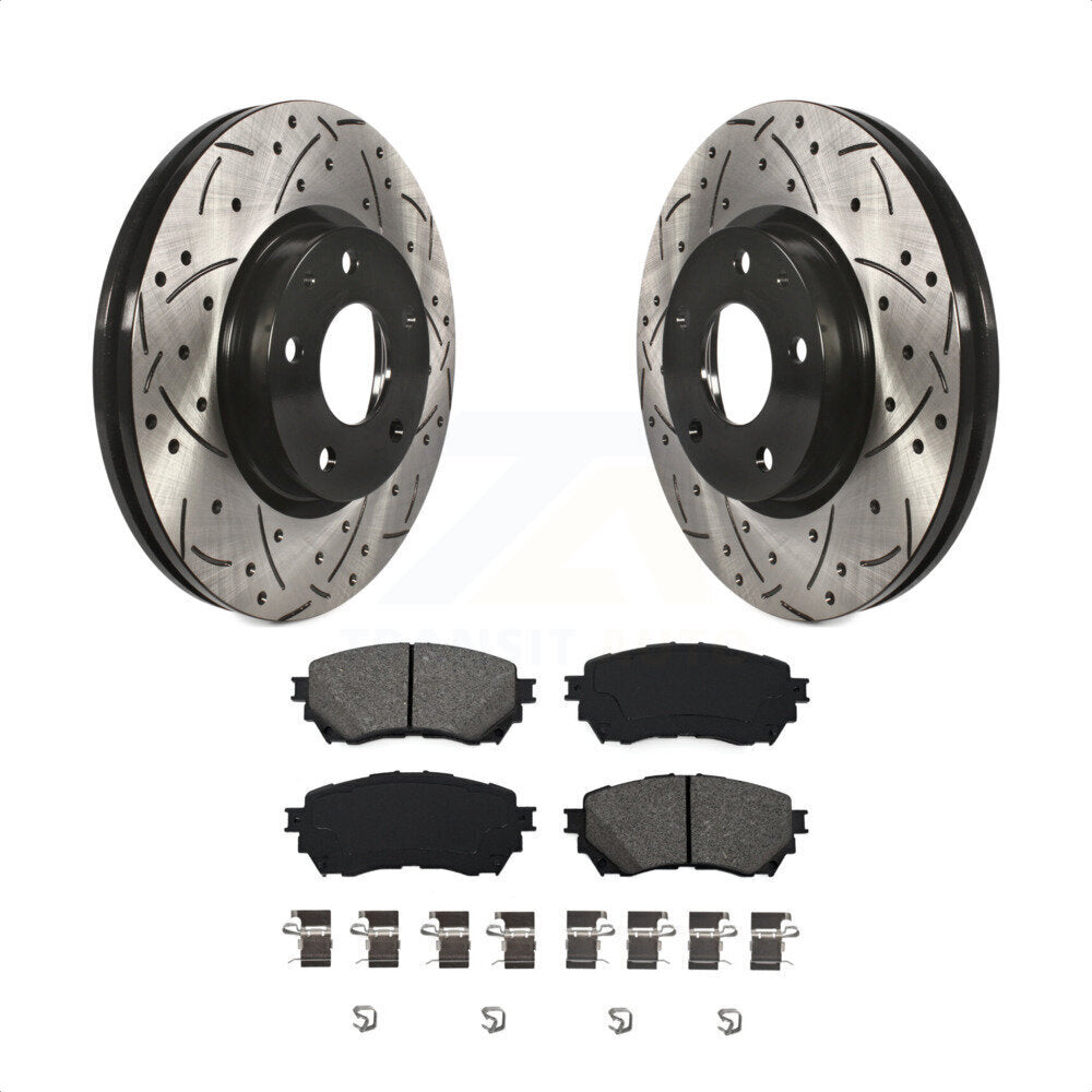 Front Coated Drilled Slotted Disc Brake Rotors And Semi-Metallic Pads Kit For Mazda 6 KDS-100146 by Transit Auto