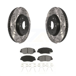 Front Coated Drilled Slotted Disc Brake Rotors And Semi-Metallic Pads Kit For 2015 Honda Civic EX with Manual transmission KDS-100149