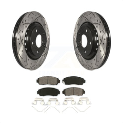 Front Coated Drilled Slotted Disc Brake Rotors And Semi-Metallic Pads Kit For Honda Odyssey Passport KDS-100151