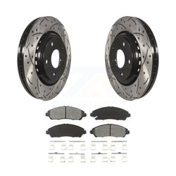 Front Coated Drilled Slotted Disc Brake Rotors And Semi-Metallic Pads Kit For Honda Pilot Acura MDX Ridgeline KDS-100152
