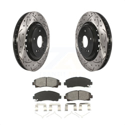 Front Coated Drilled Slotted Disc Brake Rotors And Semi-Metallic Pads Kit For 2015-2020 Acura TLX KDS-100155