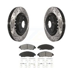 Front Coated Drilled Slotted Disc Brake Rotors And Semi-Metallic Pads Kit For 2014-2016 Acura MDX KDS-100156