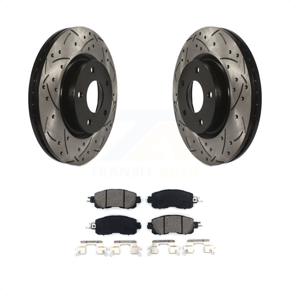 Front Coated Drilled Slotted Disc Brake Rotors And Semi-Metallic Pads Kit For Nissan Altima KDS-100166 by Transit Auto