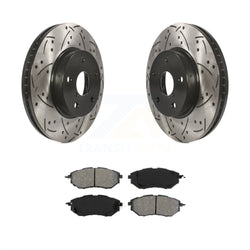 Front Coated Drilled Slotted Disc Brake Rotors And Semi-Metallic Pads Kit For 2015 Subaru Legacy 2.5L KDS-100167