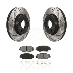Front Coated Drilled Slotted Disc Brake Rotors And Semi-Metallic Pads Kit For Honda Civic KDS-100169