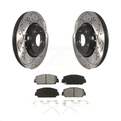 Front Coated Drilled Slotted Disc Brake Rotors And Semi-Metallic Pads Kit For Honda Civic Accord Acura ILX KDS-100171