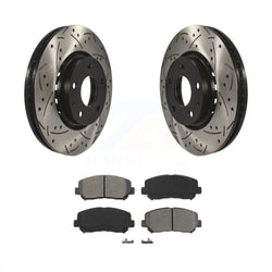Front Coated Drilled Slotted Disc Brake Rotors And Semi-Metallic Pads Kit For Mazda CX-5 KDS-100172