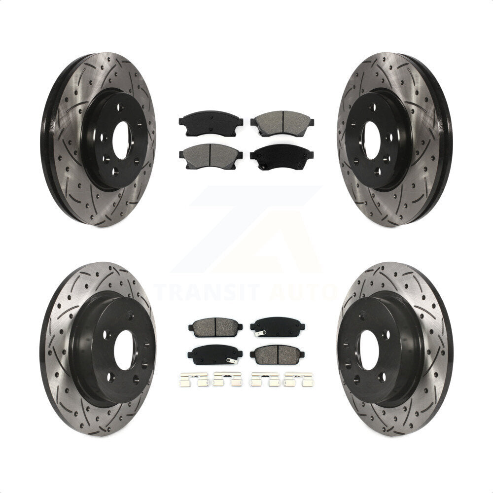 Front Rear Coated Drilled Slotted Disc Brake Rotors And Semi-Metallic Pads Kit For Chevrolet Cruze Sonic Limited KDS-100184 by Transit Auto