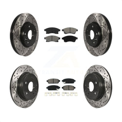 Front Rear Coated Drilled Slotted Disc Brake Rotors And Semi-Metallic Pads Kit For Chevrolet Cruze Sonic Limited KDS-100184