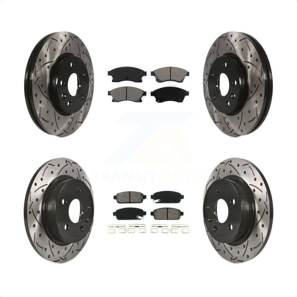 Front Rear Coated Drilled Slotted Disc Brake Rotors And Semi-Metallic Pads Kit For Chevrolet Cruze Sonic Limited KDS-100184 by Transit Auto