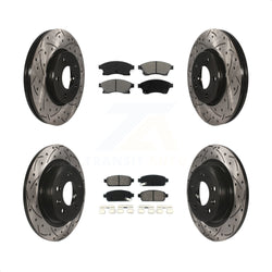 Front Rear Coated Drilled Slotted Disc Brake Rotors And Semi-Metallic Pads Kit For Chevrolet Cruze Buick Verano Volt Orlando KDS-100189