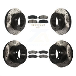 Front Rear Coated Drilled Slotted Disc Brake Rotors And Semi-Metallic Pads Kit For Ford F-250 Super Duty F-350 With Single Wheels 4WD KDS-100194