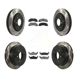 Front Rear Coated Drilled Slotted Disc Brake Rotors And Semi-Metallic Pads Kit For 2010-2011 Ford F-150 With 6 Lug Wheels KDS-100202