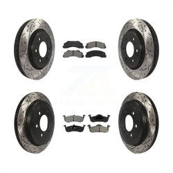 Front Rear Coated Drilled Slotted Disc Brake Rotors And Semi-Metallic Pads Kit For 2010-2017 Ford Expedition Lincoln Navigator KDS-100203