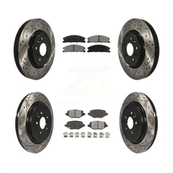 Front Rear Coated Drilled Slotted Disc Brake Rotors And Semi-Metallic Pads Kit For 2013 Ford Explorer Sport With Heavy Duty Brakes KDS-100209