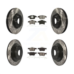Front Rear Coated Drilled Slotted Disc Brake Rotors And Semi-Metallic Pads Kit For Ford Fusion Lincoln MKZ KDS-100218
