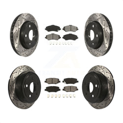 Front Rear Coated Drilled Slotted Disc Brake Rotors And Semi-Metallic Pads Kit For Jeep Wrangler JK KDS-100238
