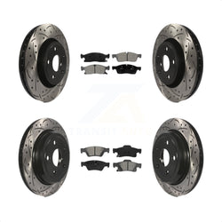 Front Rear Coated Drilled Slotted Disc Brake Rotors And Semi-Metallic Pads Kit For Dodge Durango Jeep Grand Cherokee WK KDS-100242