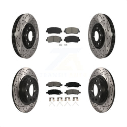 Front Rear Coated Drilled Slotted Disc Brake Rotors And Semi-Metallic Pads Kit For 2013-2016 Dodge Dart KDS-100244