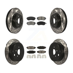 Front Rear Coated Drilled Slotted Disc Brake Rotors And Semi-Metallic Pads Kit For Subaru Impreza KDS-100247