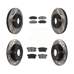 Front Rear Coated Drilled Slotted Disc Brake Rotors And Semi-Metallic Pads Kit For 2014-2015 Honda Civic Touring KDS-100248