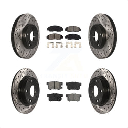 Front Rear Coated Drilled Slotted Disc Brake Rotors And Semi-Metallic Pads Kit For Acura CSX KDS-100253