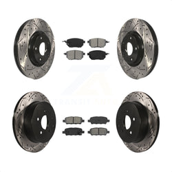 Front Rear Coated Drilled Slotted Disc Brake Rotors And Semi-Metallic Pads Kit For Nissan Murano KDS-100259