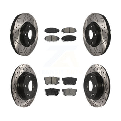 Front Rear Coated Drilled Slotted Disc Brake Rotors And Semi-Metallic Pads Kit For Honda Civic Acura CSX KDS-100260