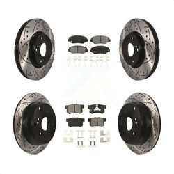 Front Rear Coated Drilled Slotted Disc Brake Rotors And Semi-Metallic Pads Kit For 2005-2006 Honda CR-V KDS-100261