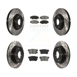 Front Rear Coated Drilled Slotted Disc Brake Rotors And Semi-Metallic Pads Kit For Honda Civic Acura ILX KDS-100262