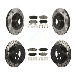 Front Rear Coated Drilled Slotted Disc Brake Rotors And Semi-Metallic Pads Kit For Subaru Forester XV Crosstrek With 292mm Diameter Rotor KDS-100266