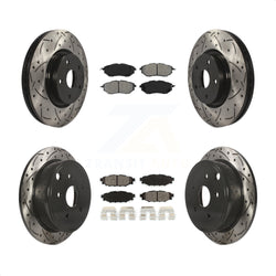 Front Rear Coated Drilled Slotted Disc Brake Rotors And Semi-Metallic Pads Kit For Subaru WRX KDS-100268